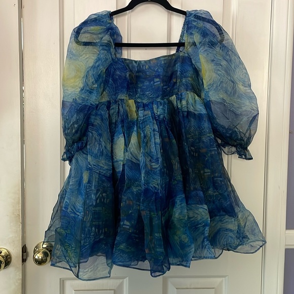 Selkie Starry Night Mini Puff Dress - Picture 2 of 14